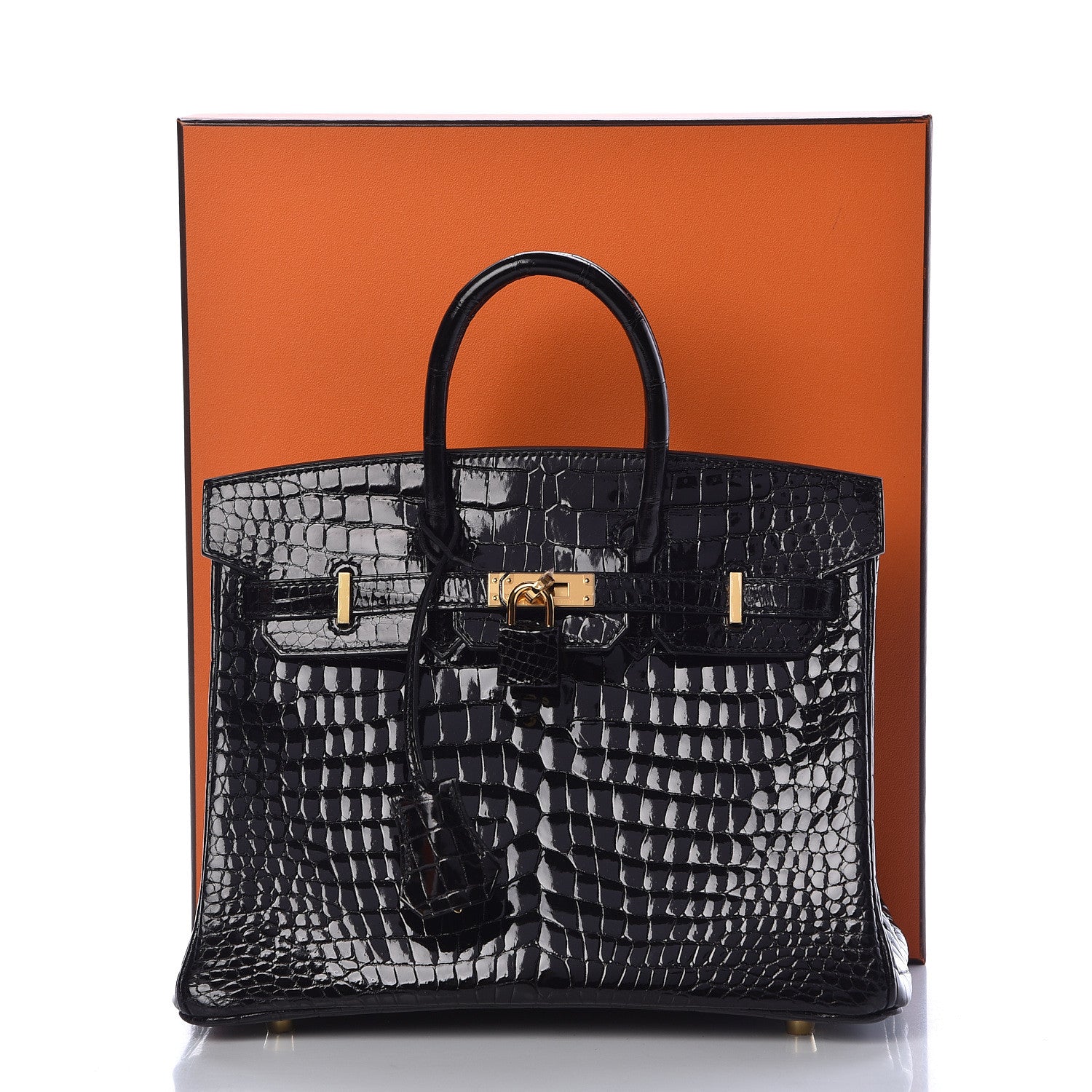 Hermes Shiny Porosus Crocodile Birkin 25 Black 35 of 35