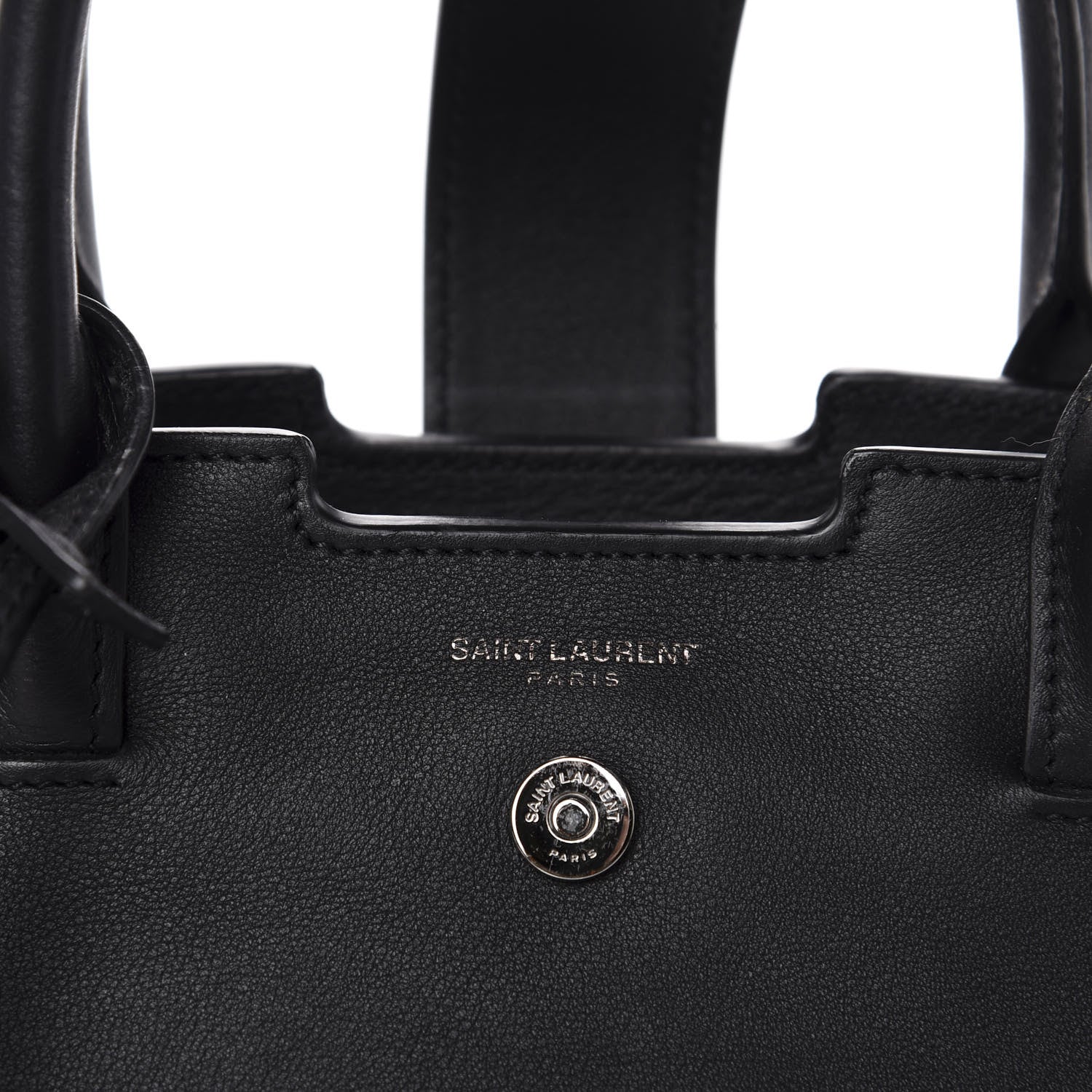 Saint Laurent Smooth Calfskin Studded Baby Monogram Downtown Cabas Black 10 of 11