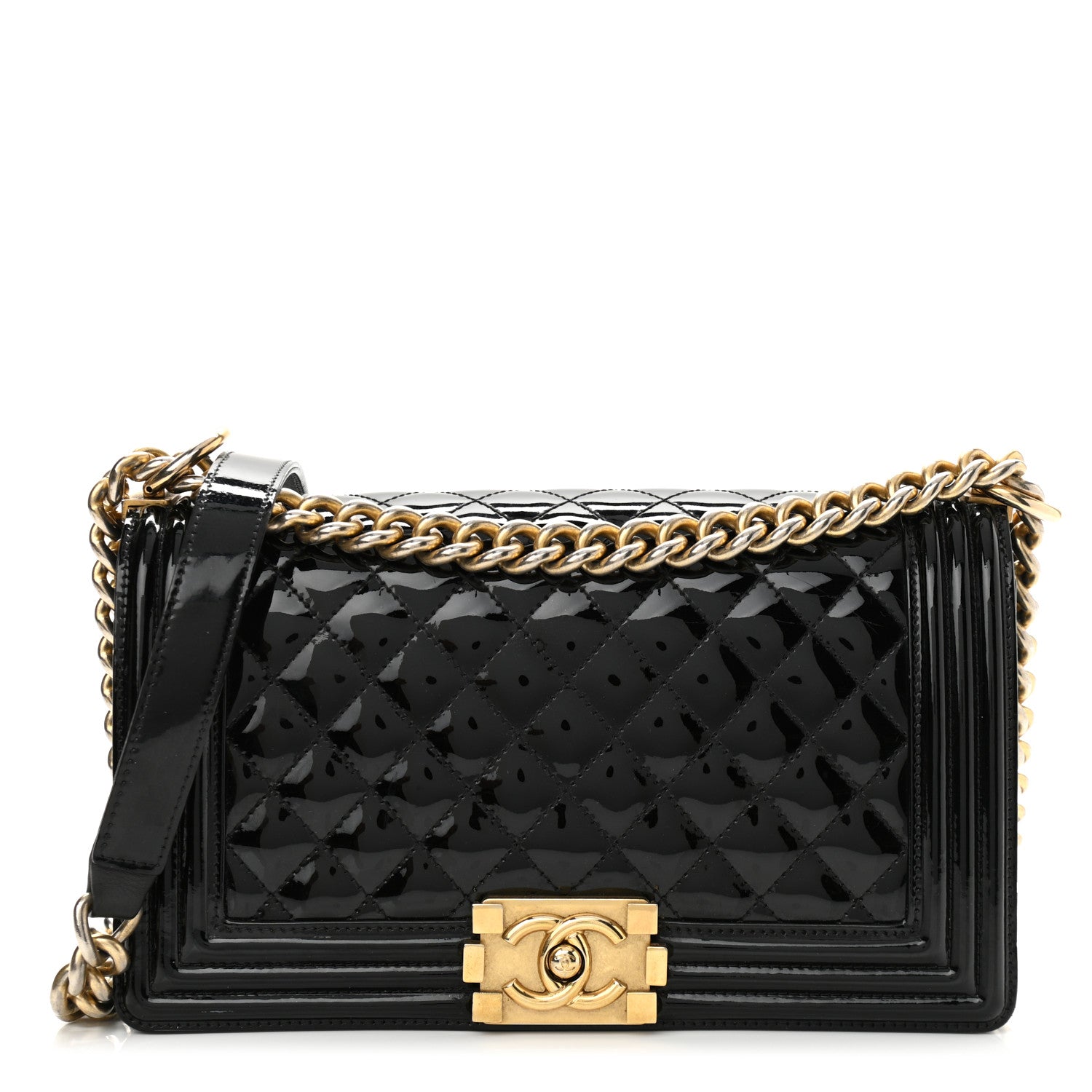 Chanel Patent Calfskin Quilted Medium Boy Flap Black 1 of 10