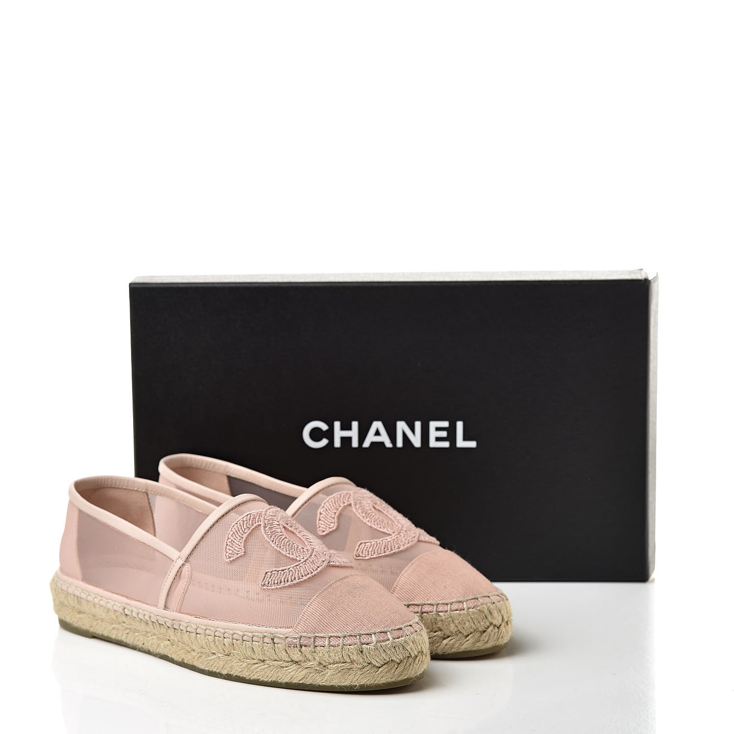 Mesh Grosgrain CC Espadrilles 36 Pink