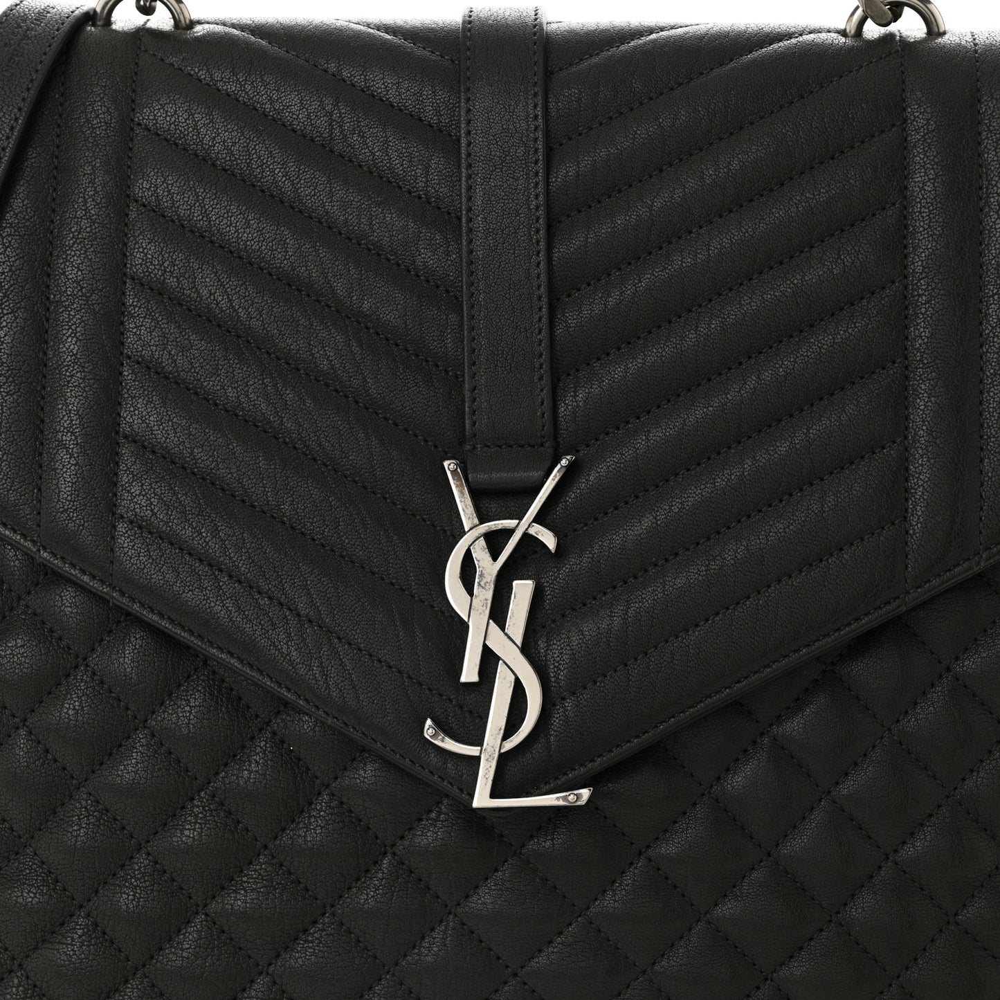 Sheepskin Tri-quilt Monogram Large College Satchel Asphalt