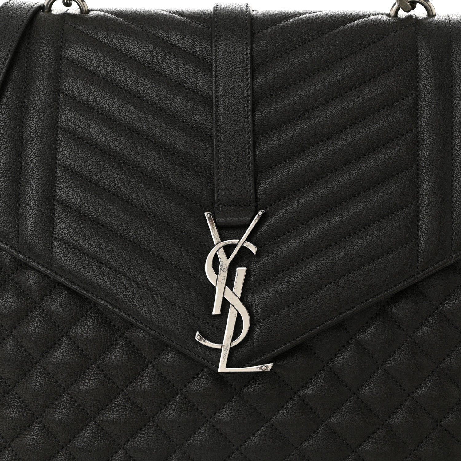 Saint Laurent Sheepskin Tri-quilt Monogram Large College Satchel Asphalt 8 of 12