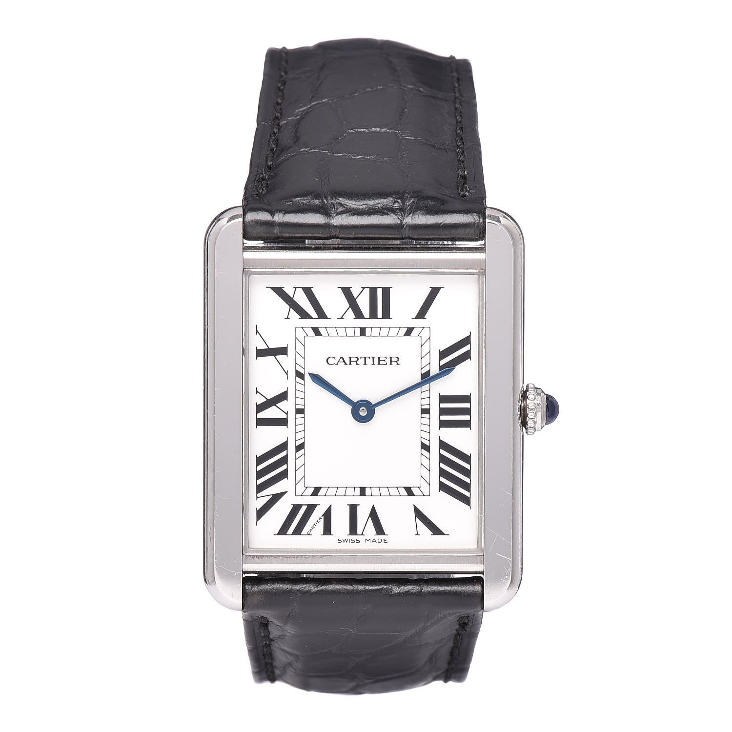 Cartier Stainless Steel Alligator 27mm Tank Solo Quartz Watch 1 of 11
