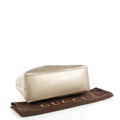 Gucci Metallic Pebbled Calfskin Medium Soho Chain Shoulder Bag Golden Beige 4 of 9