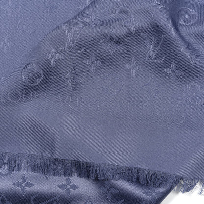 Louis Vuitton Wool Silk Monogram Shawl Night Blue 2 of 3