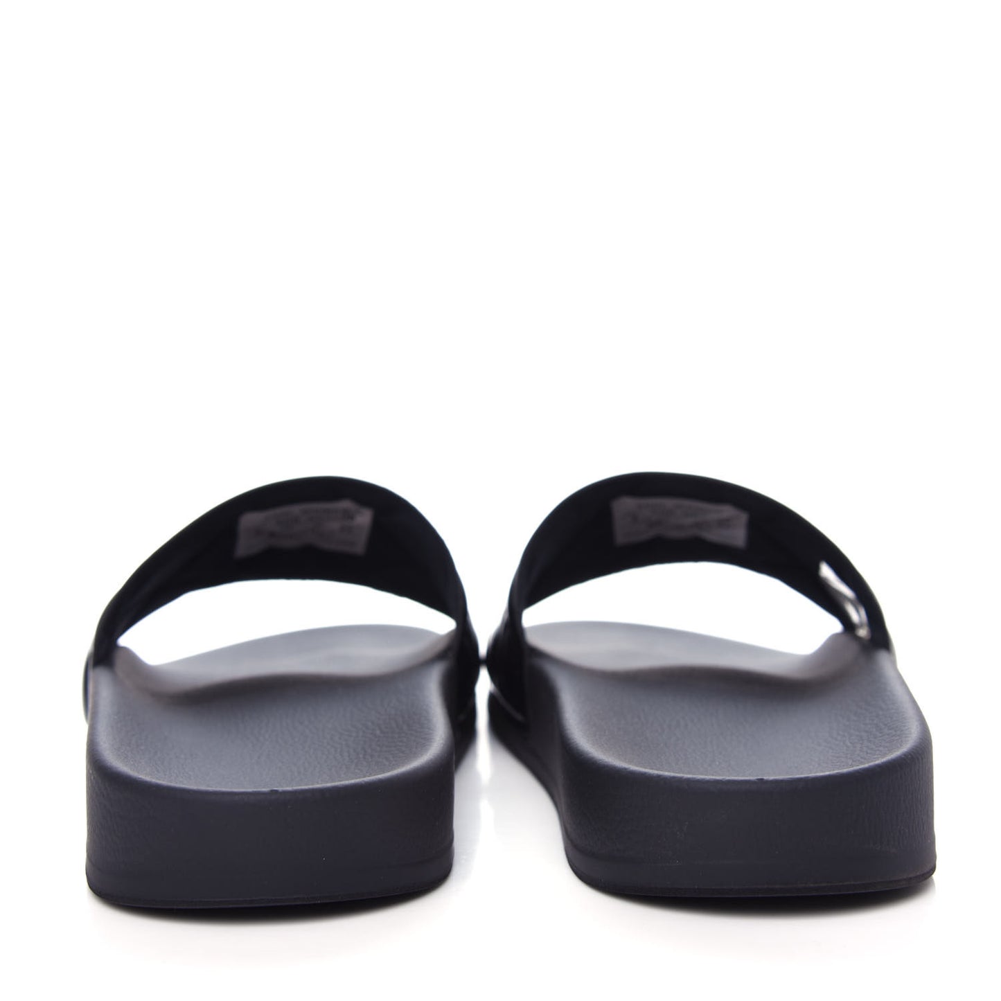 Rubber Patent Quilted Logo Slide Sandals 36 Black White