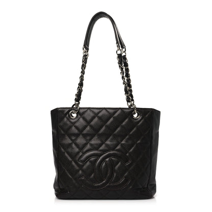 Chanel Caviar Quilted Petit Shopping Tote PST Dark Brown 1 of 12