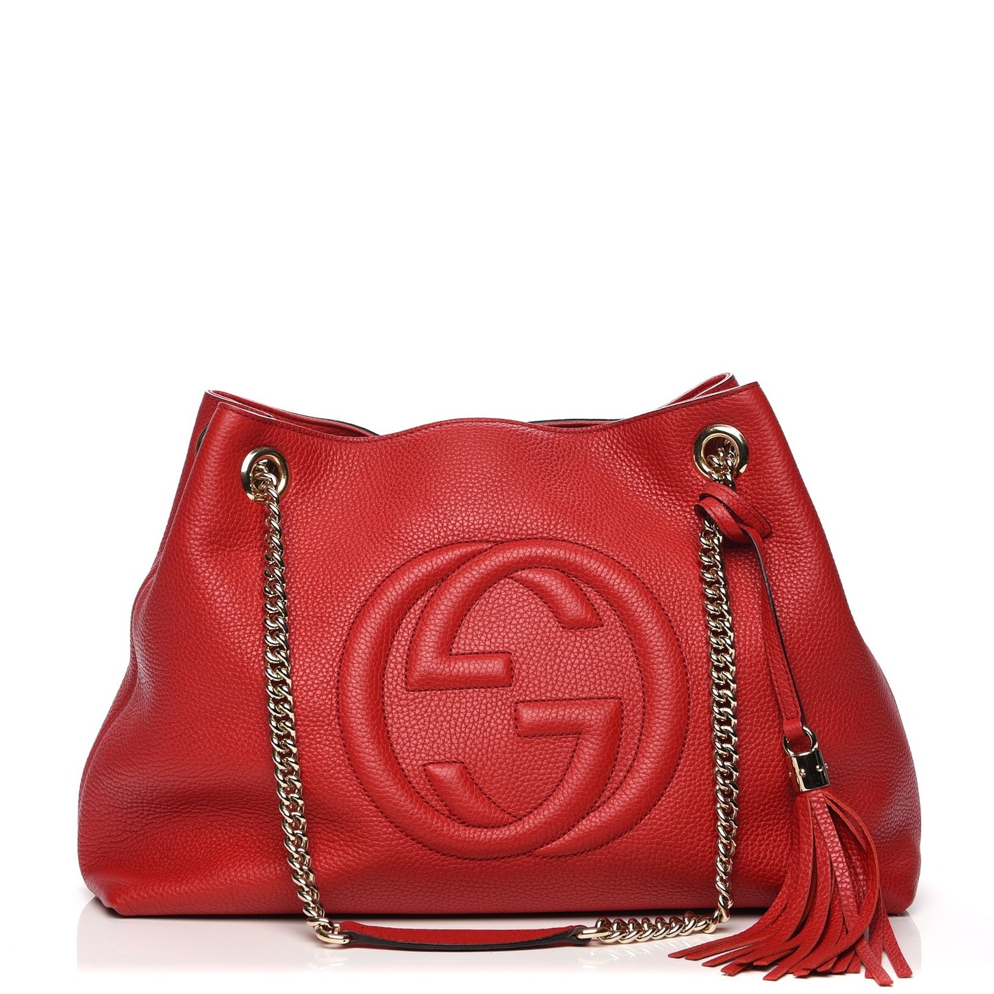 Pebbled Calfskin Medium Soho Chain Shoulder Bag Tabasco Red