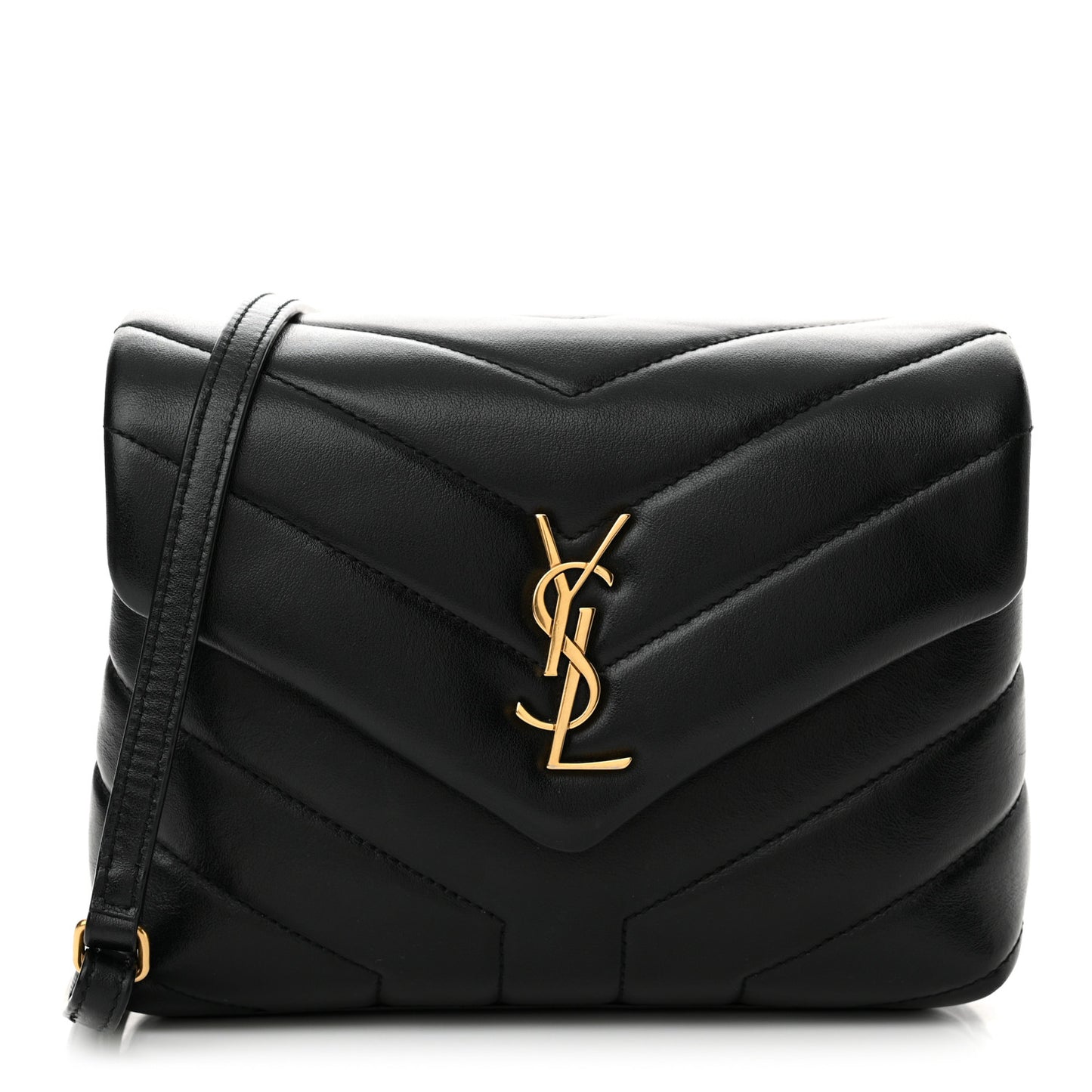 Calfskin Y Quilted Monogram Toy Loulou Crossbody Bag Black