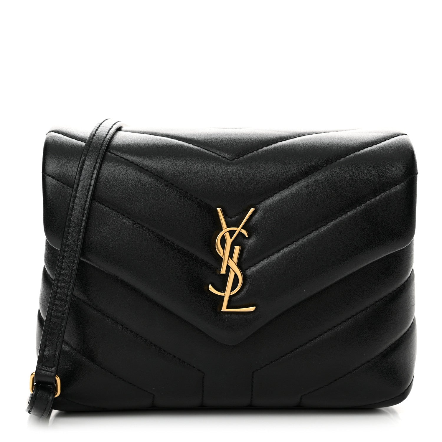 Saint Laurent Calfskin Y Quilted Monogram Toy Loulou Crossbody Bag Black 1 of 11