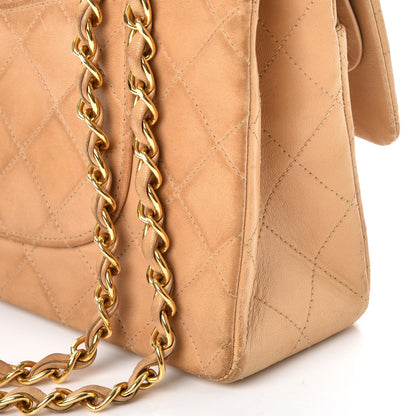 Chanel Lambskin Quilted Medium Double Flap Beige 18 of 20