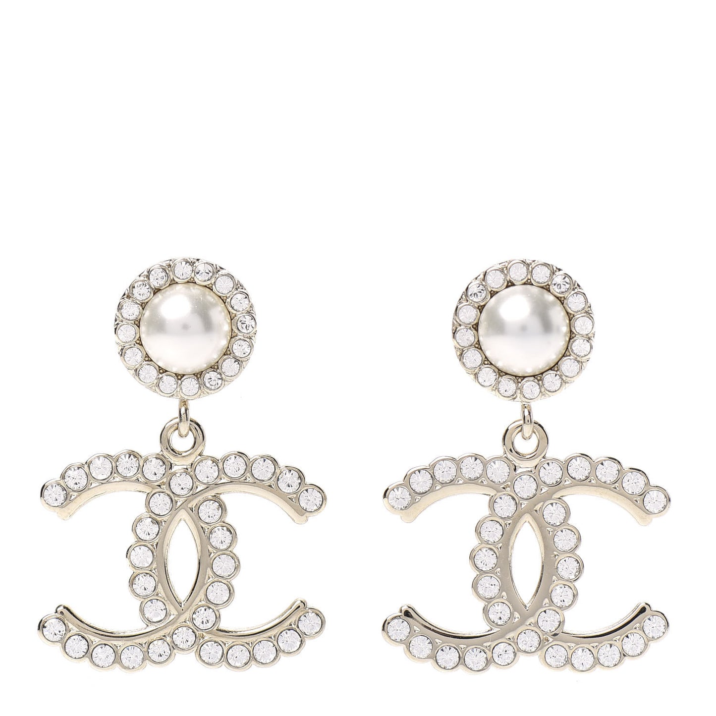 Crystal Pearl Bow-tiful CC Drop Earrings Gold