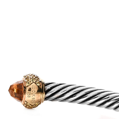 David Yurman Sterling Silver 18K Yellow Gold Citrine Yellow Sapphire 5mm Candy Cable Bracelet 5 of 5