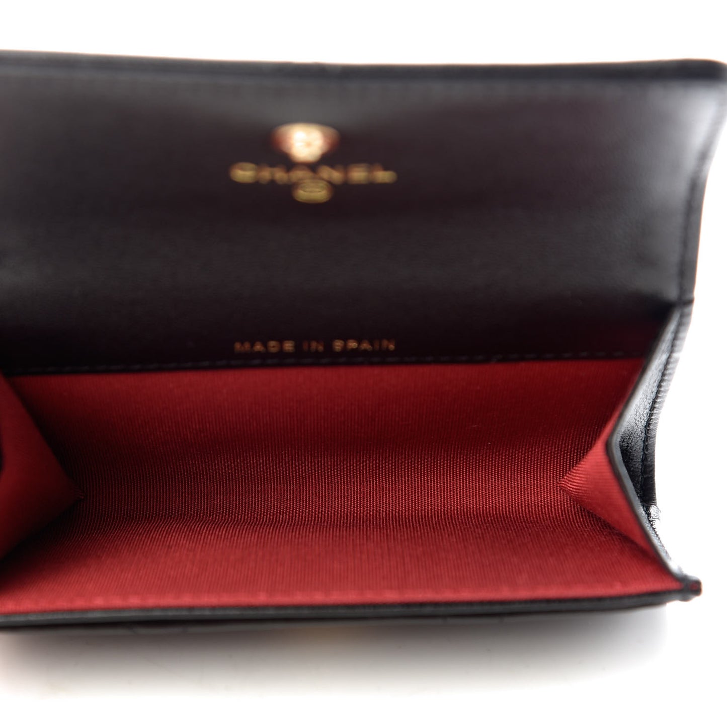 Shiny Goatskin Quilted 19 Flap Card Holder Black
