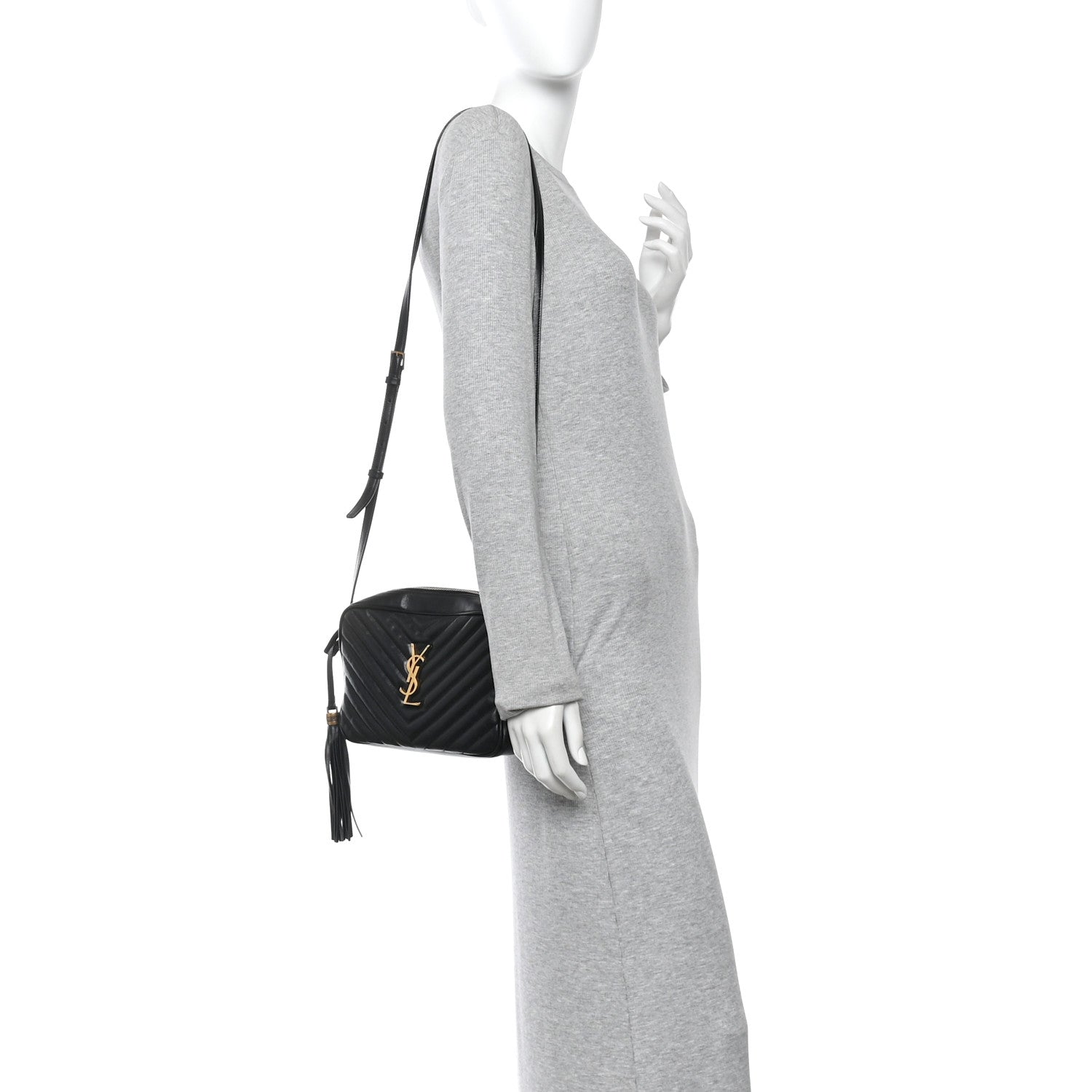 Saint Laurent Calfskin Matelasse Monogram Lou Camera Bag Black 2 of 11