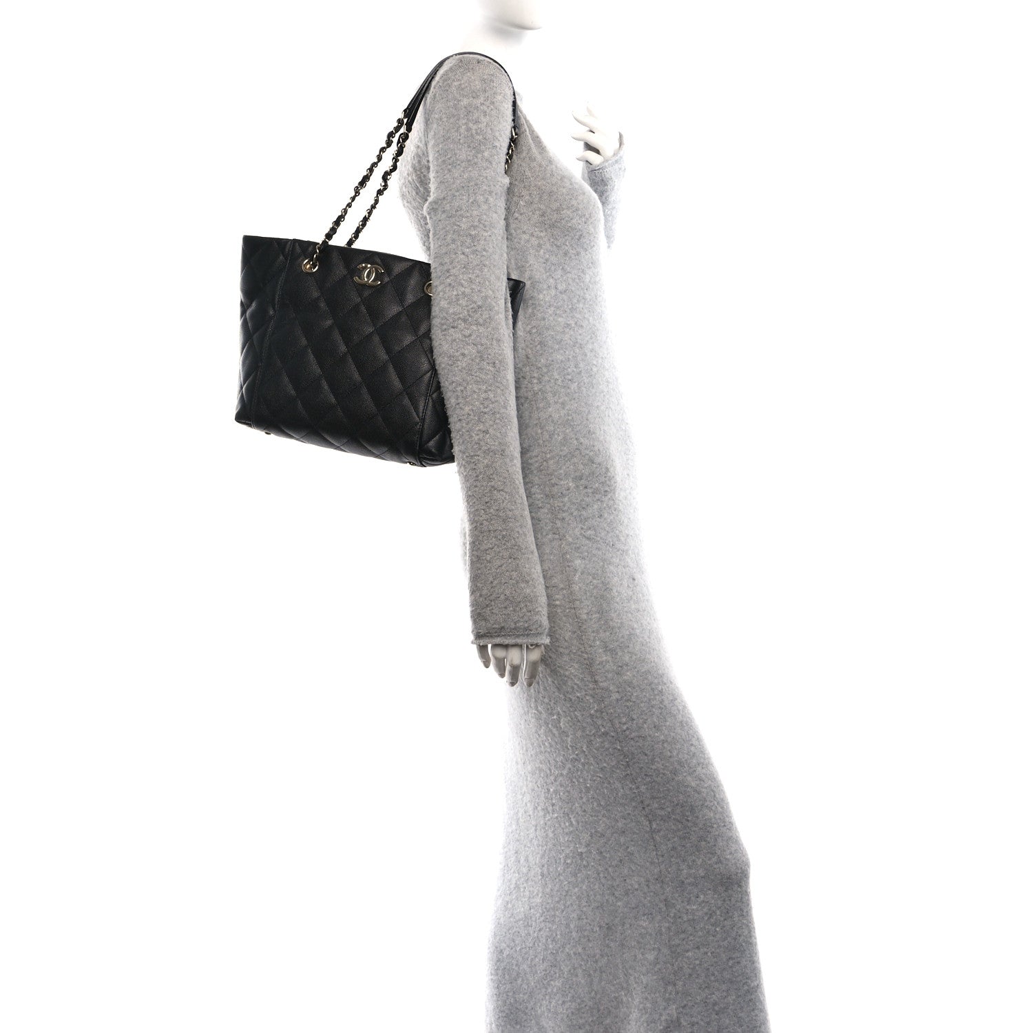 Chanel Caviar Quilted Small Shopping Tote Black 2 of 11