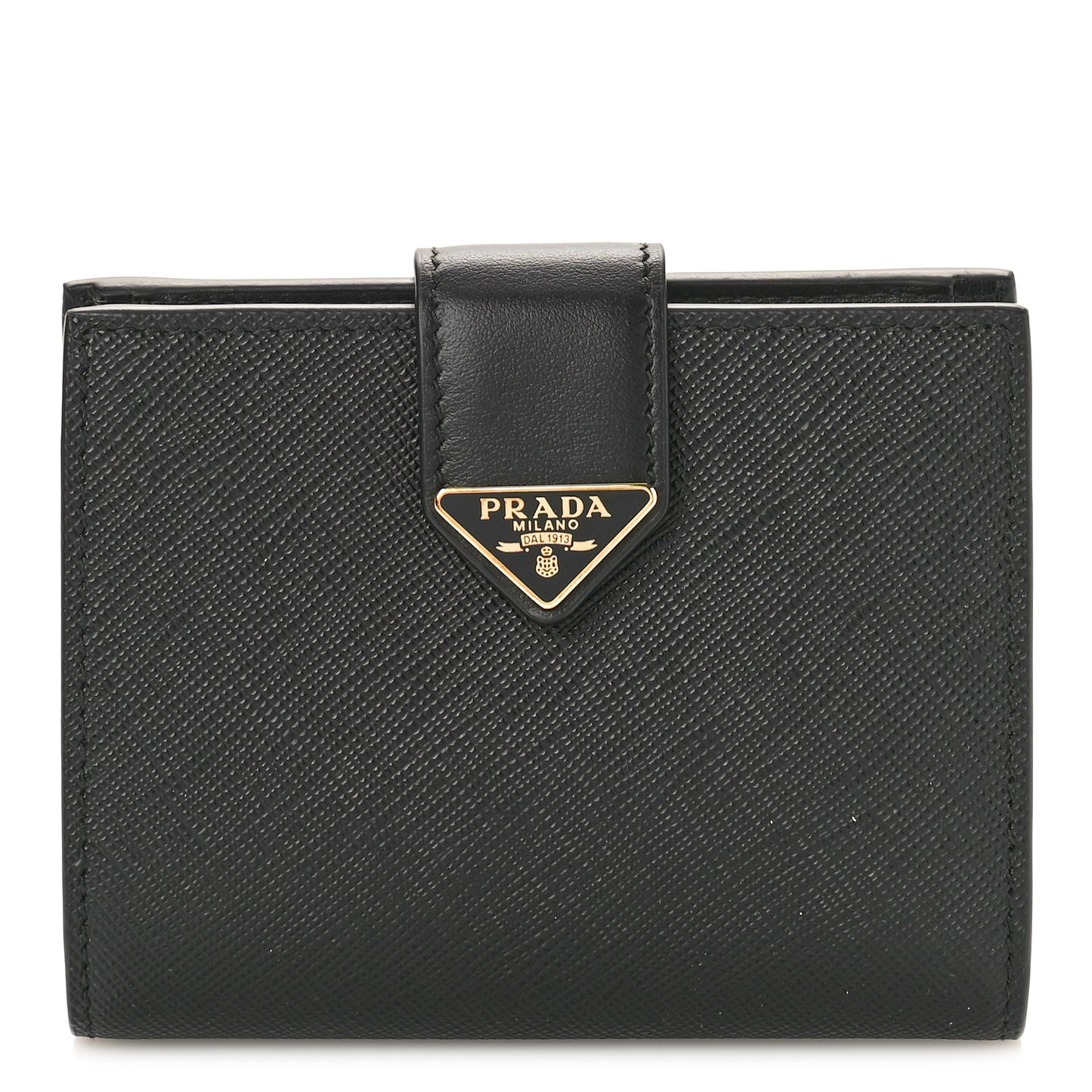 Saffiano Small Triangle Bi-Fold Tab Wallet Black