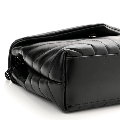 Saint Laurent Calfskin Y Quilted Monogram Monochrome Small Loulou Chain Satchel Black 9 of 12
