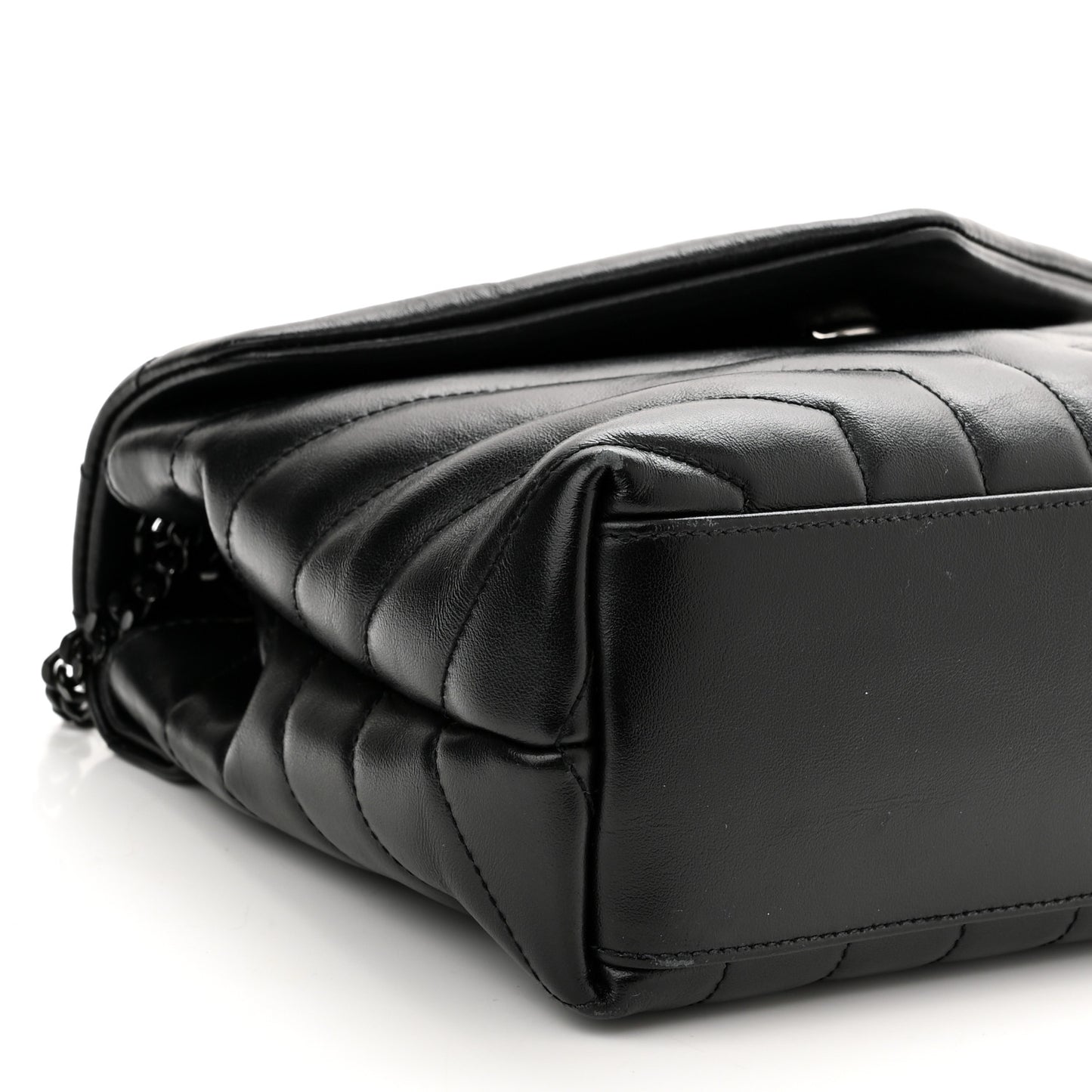 Calfskin Y Quilted Monogram Monochrome Small Loulou Chain Satchel Black
