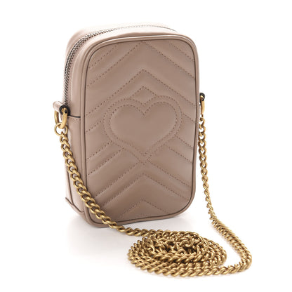 Gucci Calfskin Matelasse Mini GG Marmont Crossbody Bag Porcelain Rose 3 of 11