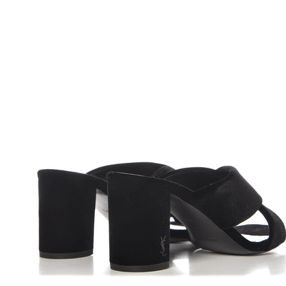 Saint Laurent Velvet LouLou Mules 36.5 Black 3 of 8