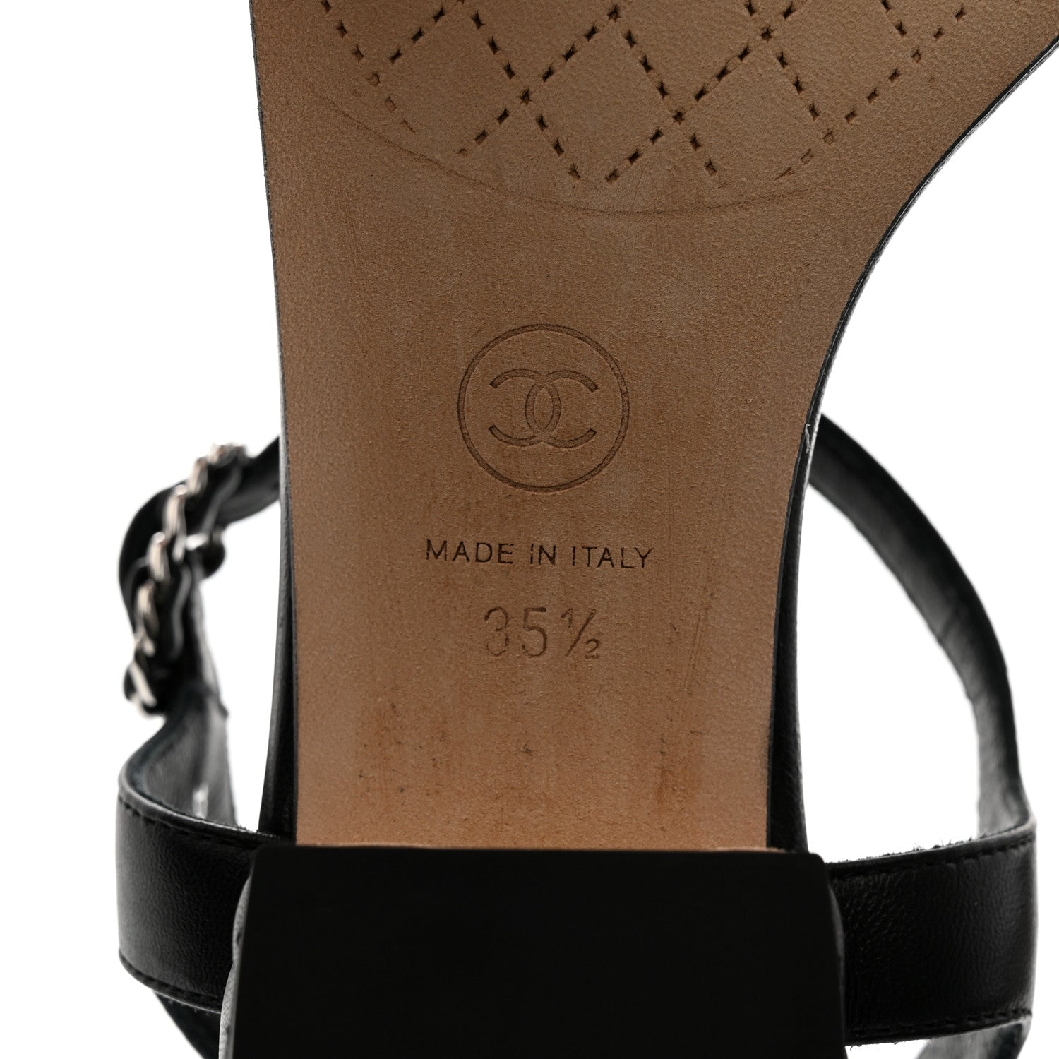 Chanel Lambskin Chain CC Thong Sandals 35.5 Black 8 of 11