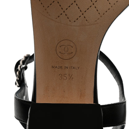 Chanel Lambskin Chain CC Thong Sandals 35.5 Black 8 of 11