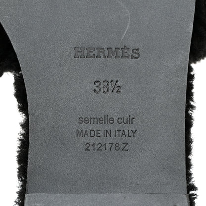 Hermes Woolskin Oran Sandals 38.5 Black 7 of 8