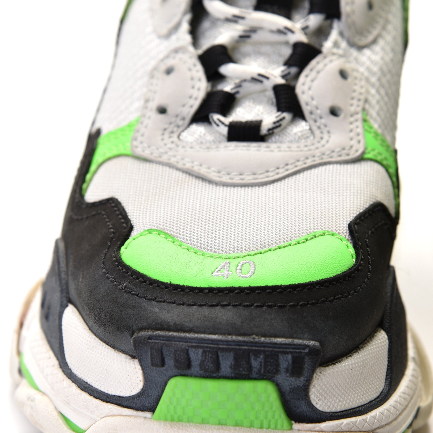 Balenciaga Fabric Mesh Mens Triple S Sneakers 40 White Green Fluo Black 7 of 13