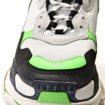 Balenciaga Fabric Mesh Mens Triple S Sneakers 40 White Green Fluo Black 7 of 13