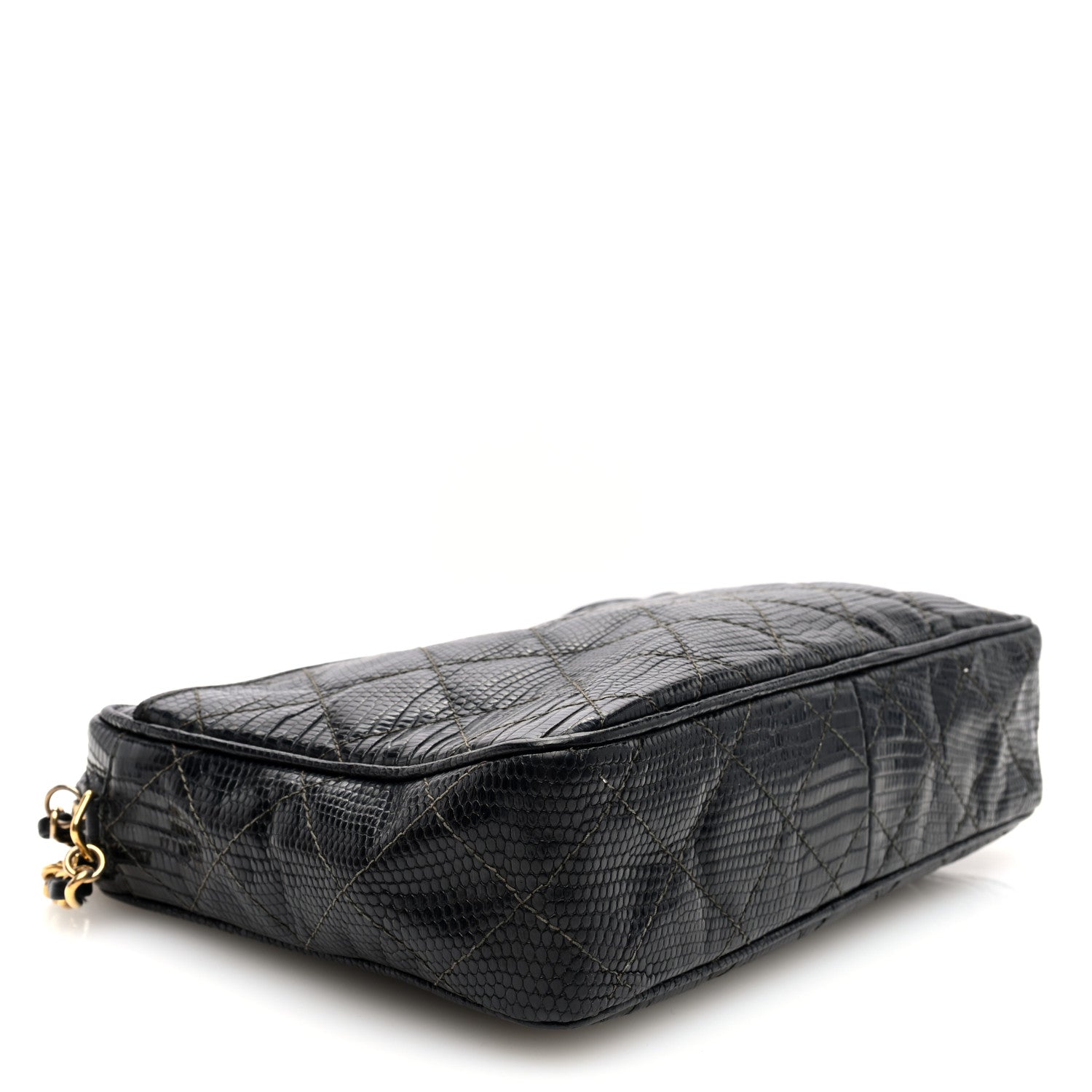 Chanel Lizard Quilted Small Tassel Camera Case Black 4 of 10