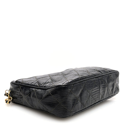 Chanel Lizard Quilted Small Tassel Camera Case Black 4 of 10