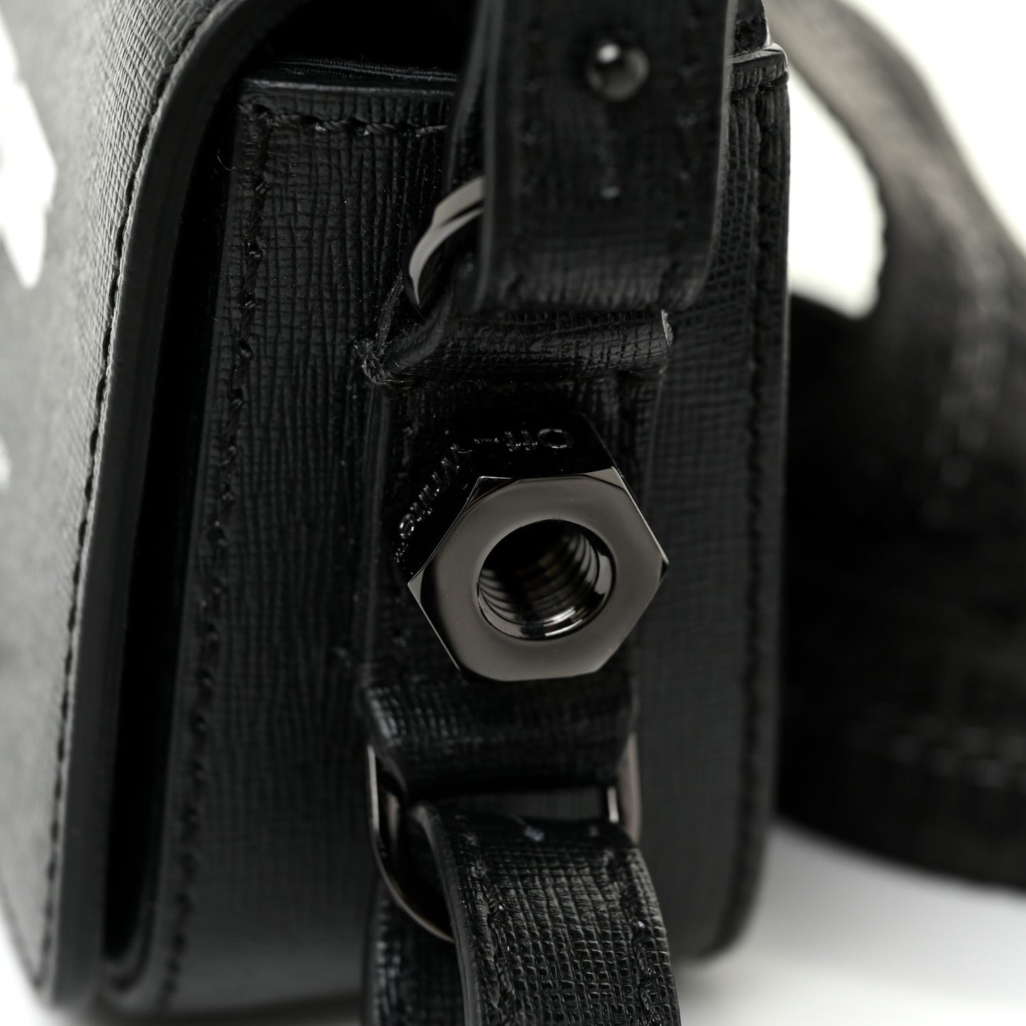 Saffiano Logo Baby Flap Bag Black White