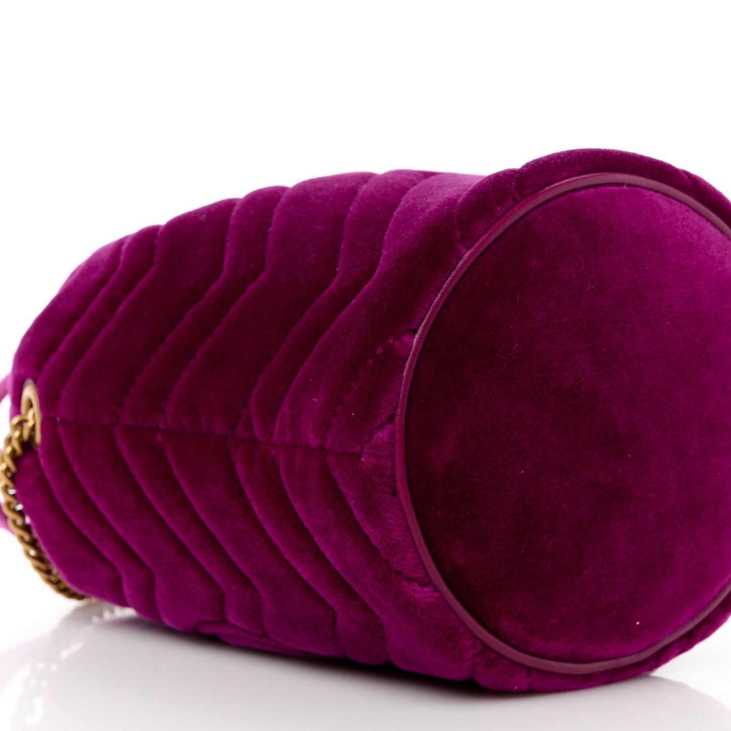 Velvet Matelasse Mini GG Marmont 2.0 Bucket Bag Fuchsia Violet Cyclamen