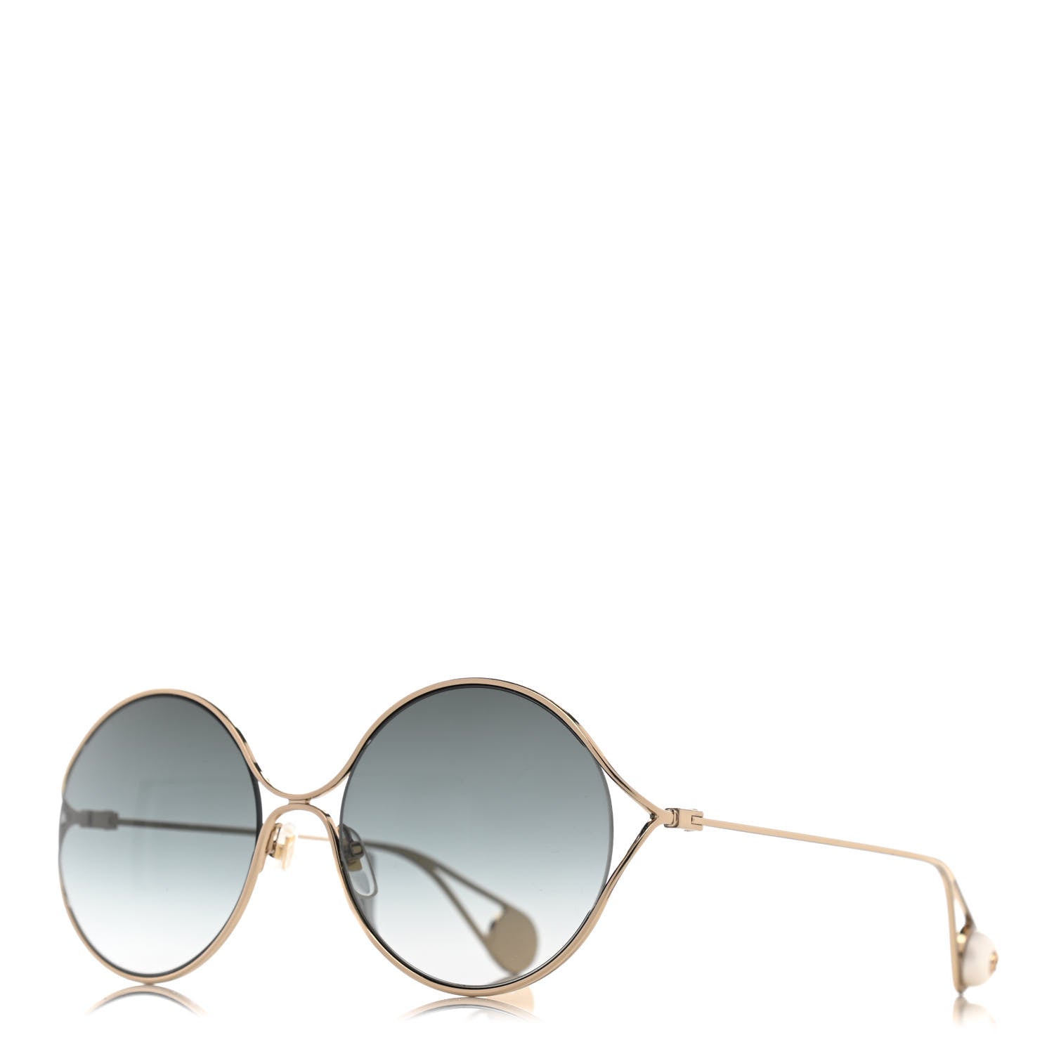 Gucci Metal Round Pearl Tip Sunglasses GG0253S Gold 1 of 8