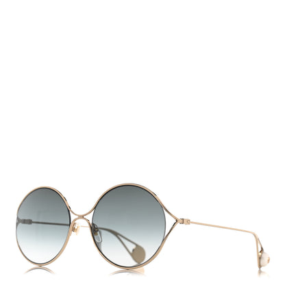 Gucci Metal Round Pearl Tip Sunglasses GG0253S Gold 1 of 8