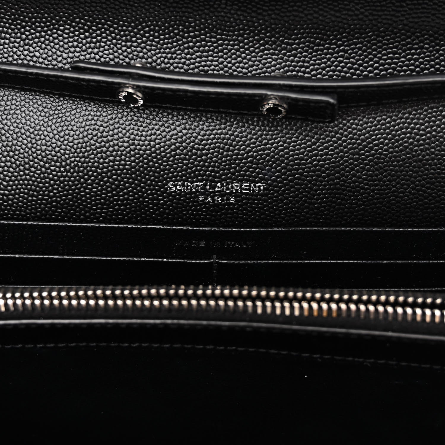 Saint Laurent Grain De Poudre Matelasse Chevron Monogram Chain Wallet Black 6 of 9