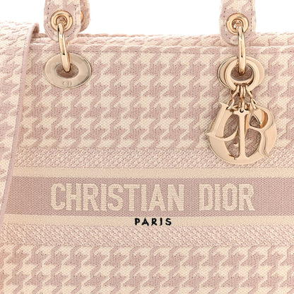 Christian Dior Canvas Houndstooth Embroidered Medium Lady D-Lite Pink 8 of 11
