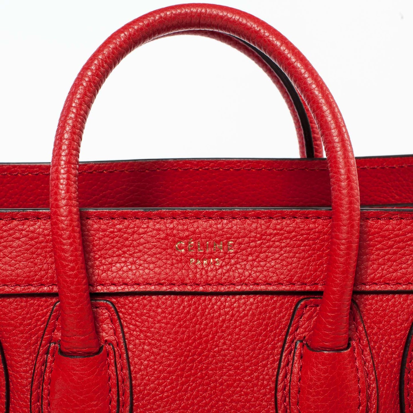Drummed Leather Nano Luggage Coquelicot Red