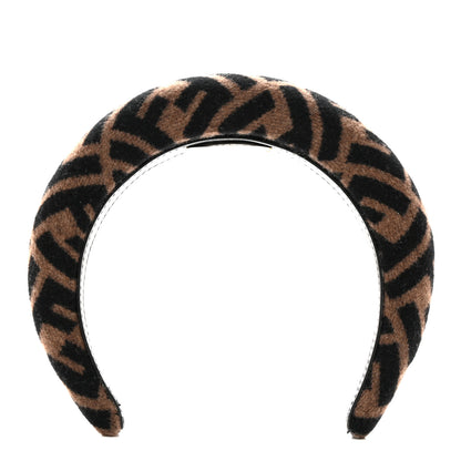Fendi Wool Cashmere FF Logo Headband Tobacco 1 of 3