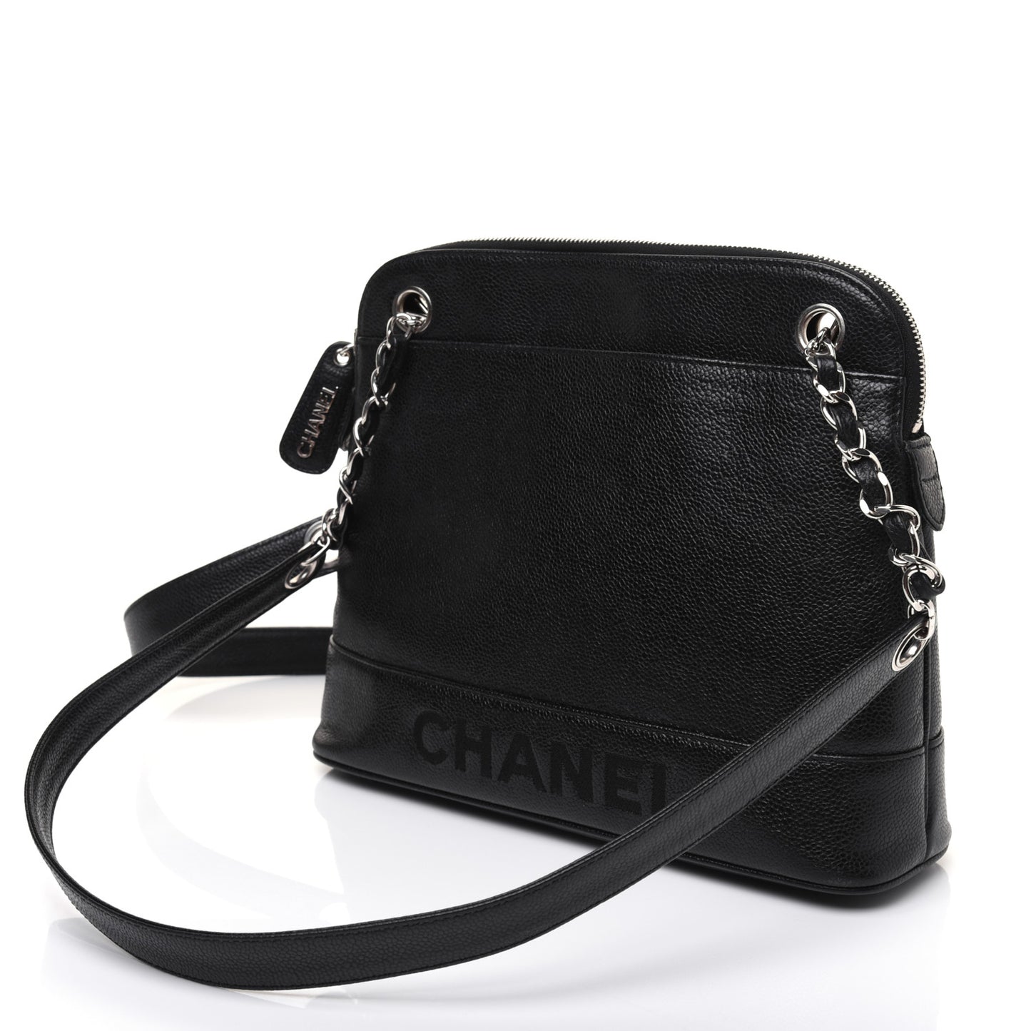 Caviar Logo Shoulder Bag Black