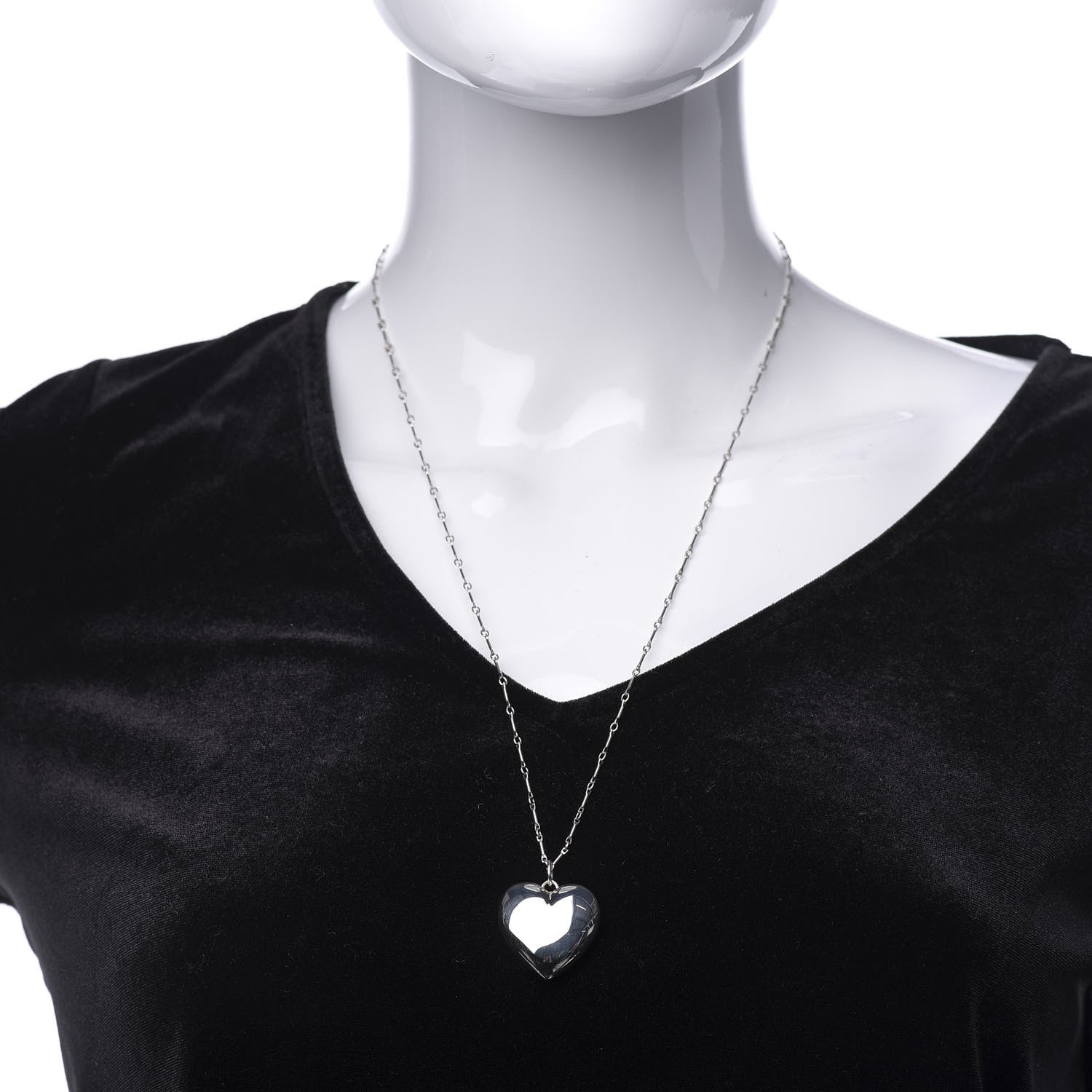 Tiffany Sterling Silver Large Heart Pendant Link Necklace 2 of 6