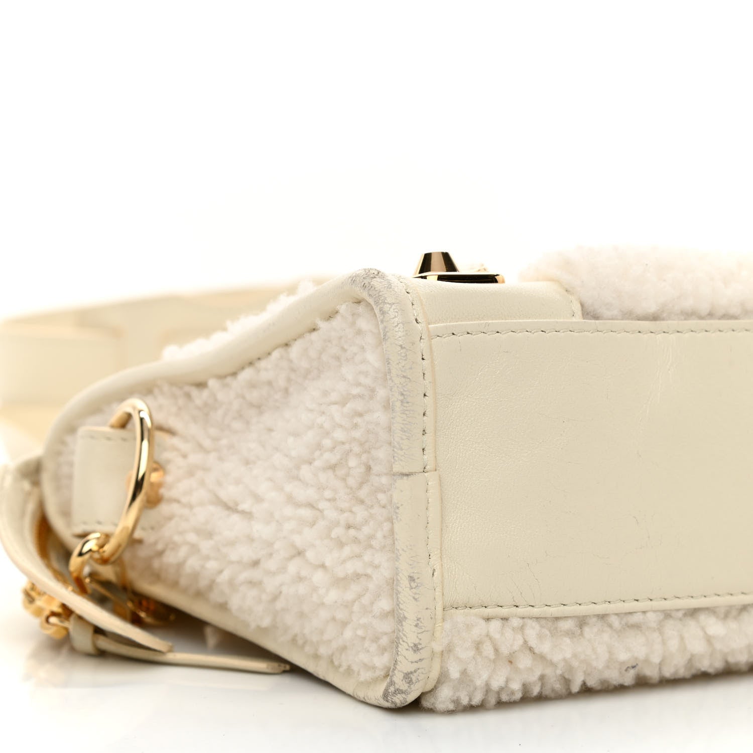 Balenciaga Shearling Nappa Gold Metallic Edge Hardware Mini City Cream 9 of 10