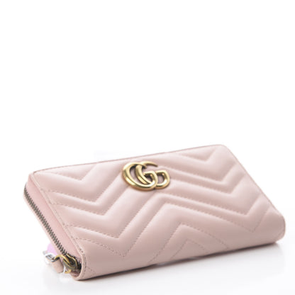 Gucci Calfskin Matelasse GG Marmont Zip Around Wallet Perfect Pink 3 of 5