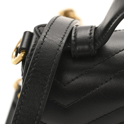 Gucci Calfskin Matelasse Mini GG Marmont Top Handle Shoulder Bag Black 12 of 12