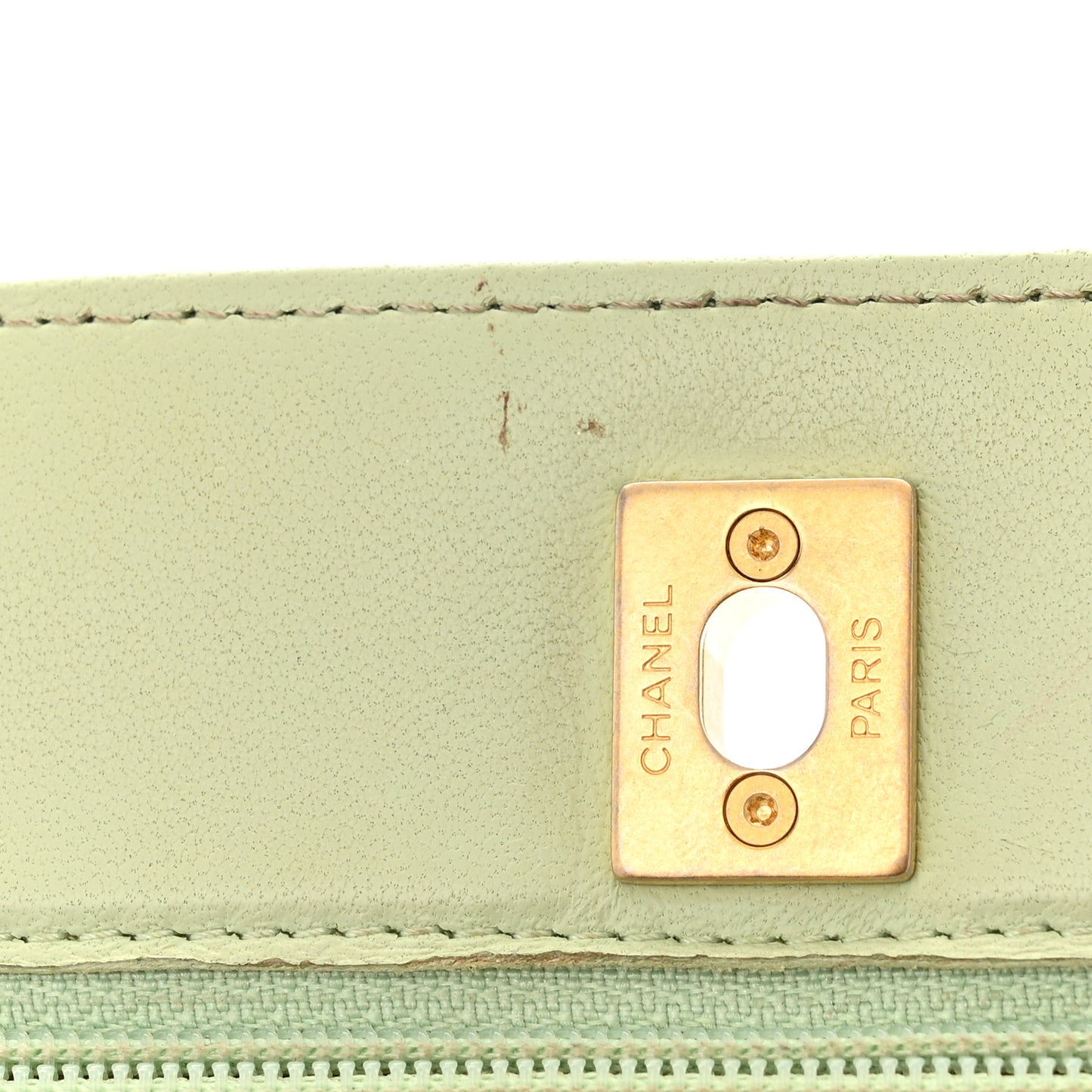 Lambskin Quilted CC Pearl Crush Wallet on Chain WOC Light Green Light Green