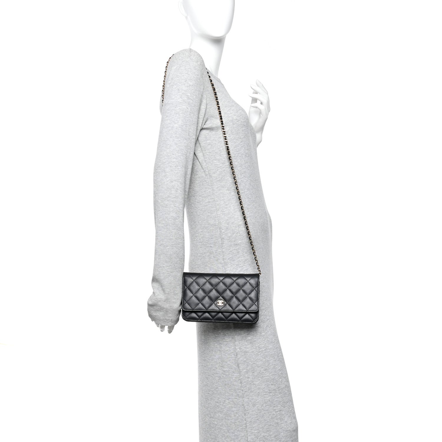 Chanel Lambskin Quilted Wallet On Chain WOC Black 2 of 11