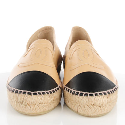 Chanel Lambskin CC Espadrilles 37 Beige Black 2 of 9