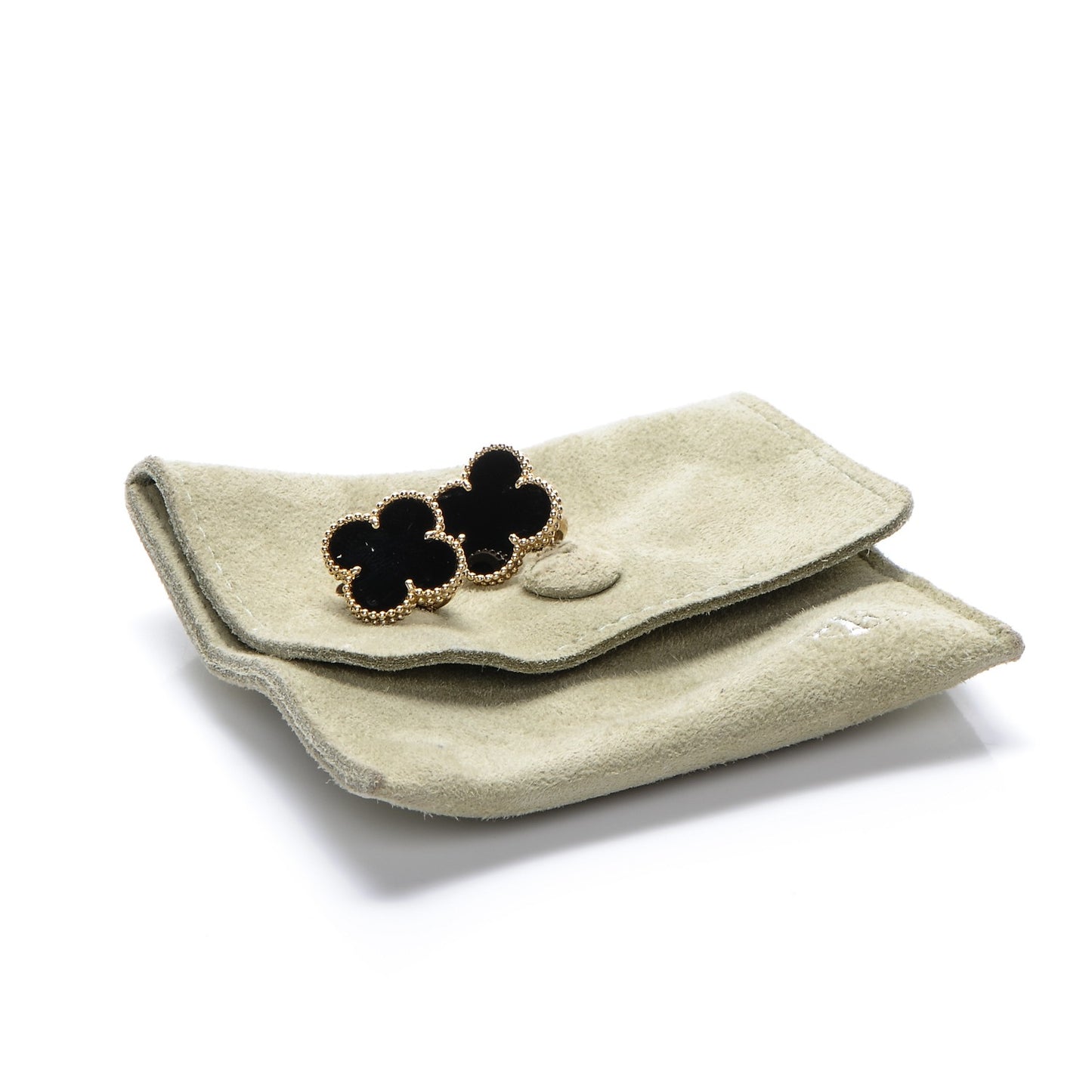 18K Yellow Gold Black Onyx Vintage Alhambra Earrings