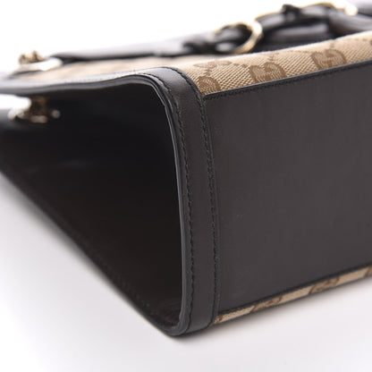 Gucci Monogram Margaux Calfskin Large Emily Chain Shoulder Bag Beige Ebony Cocoa 8 of 15